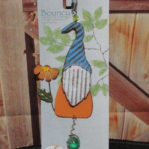 Bouncy Gnome W glass ball. Metal jumping bouncy fun for garden, Decorati…